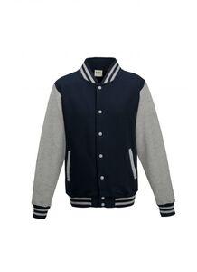 AWDis JH043 - Varsity Jacket Oxford Navy / Heather Grey