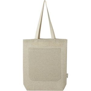 PF Concept 120643 - Pheebs 150 g/m² recycled cotton tote bag with front pocket 9L Heather Natural