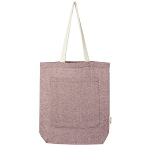 PF Concept 120643 - Pheebs 150 g/m² recycled cotton tote bag with front pocket 9L Heather Maroon