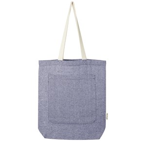 PF Concept 120643 - Pheebs 150 g/m² recycled cotton tote bag with front pocket 9L Heather Blue