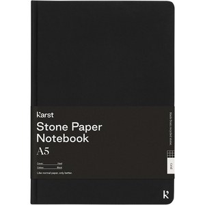Karst® 107798 - Karst® A5 stone paper hardcover notebook - squared Solid Black