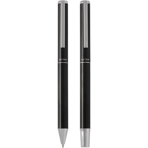 Luxe 107838 - Lucetto recycled aluminium ballpoint and rollerball pen gift set Solid Black