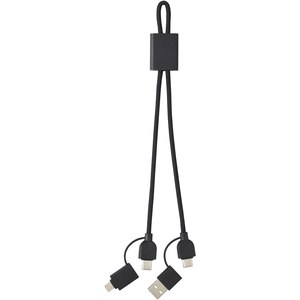 Tekiō® 124345 - Connect 6-in-1 45W RCS recycled aluminium fast charging cable Solid Black